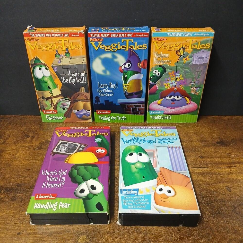 Lot of 5 VeggieTales VHS, Christian, Songs, Blueberry, Josh, Larry, Where's God
